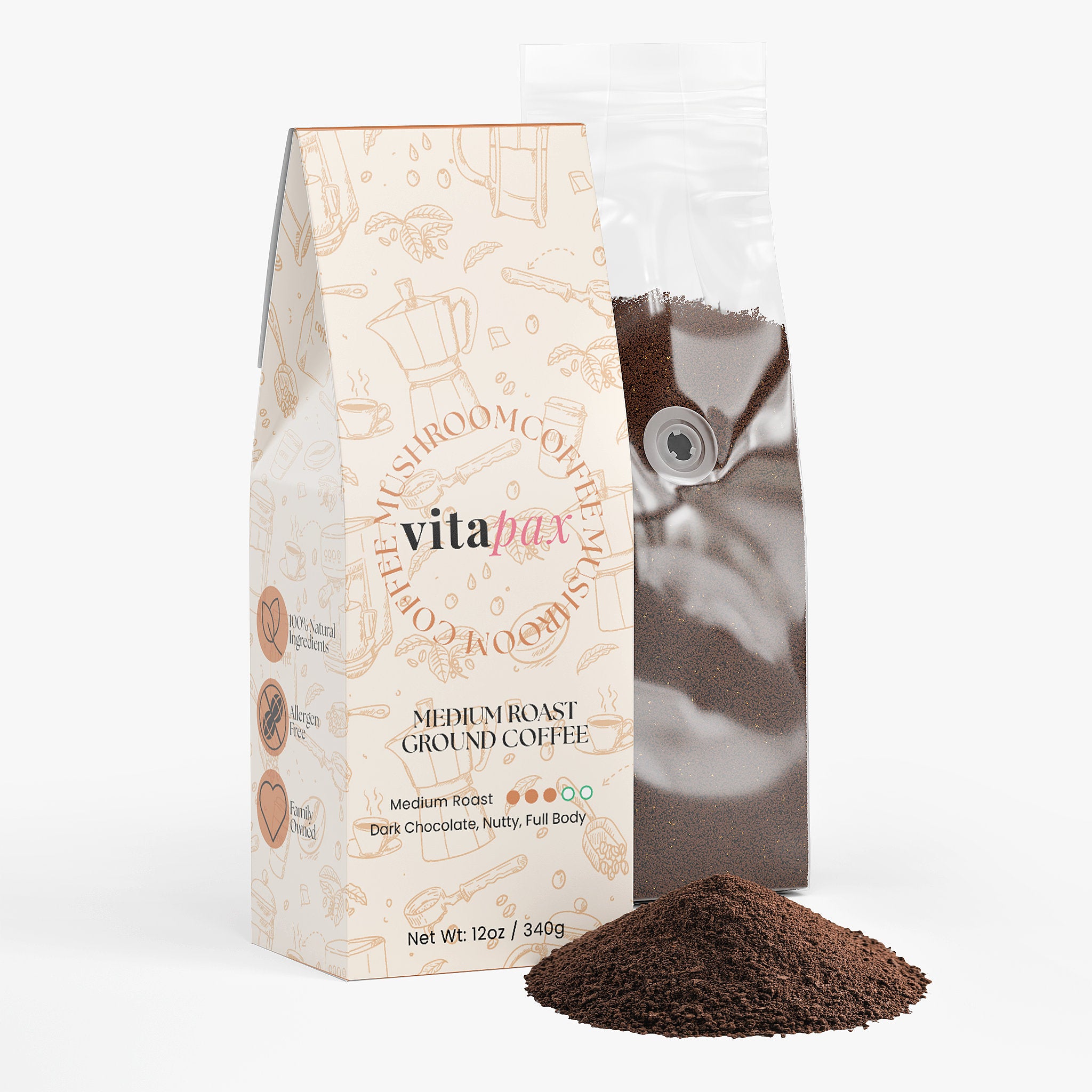 Mushroom Coffee - Lion’s Mane & Chaga - Medium Roast (12oz)