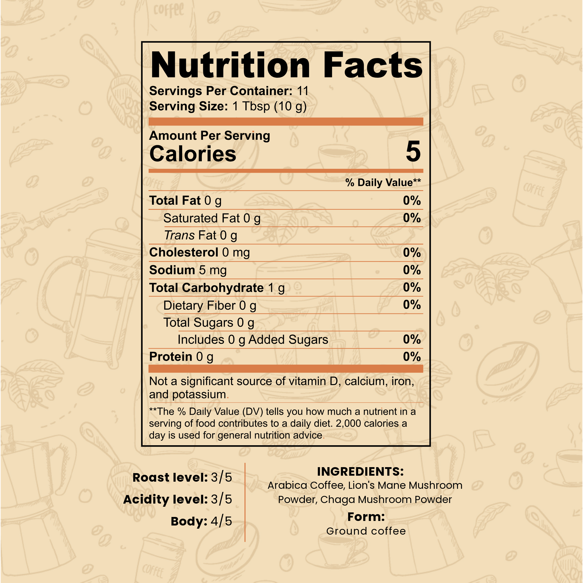 Mushroom Coffee - Lion’s Mane & Chaga - Dark Roast (4oz)