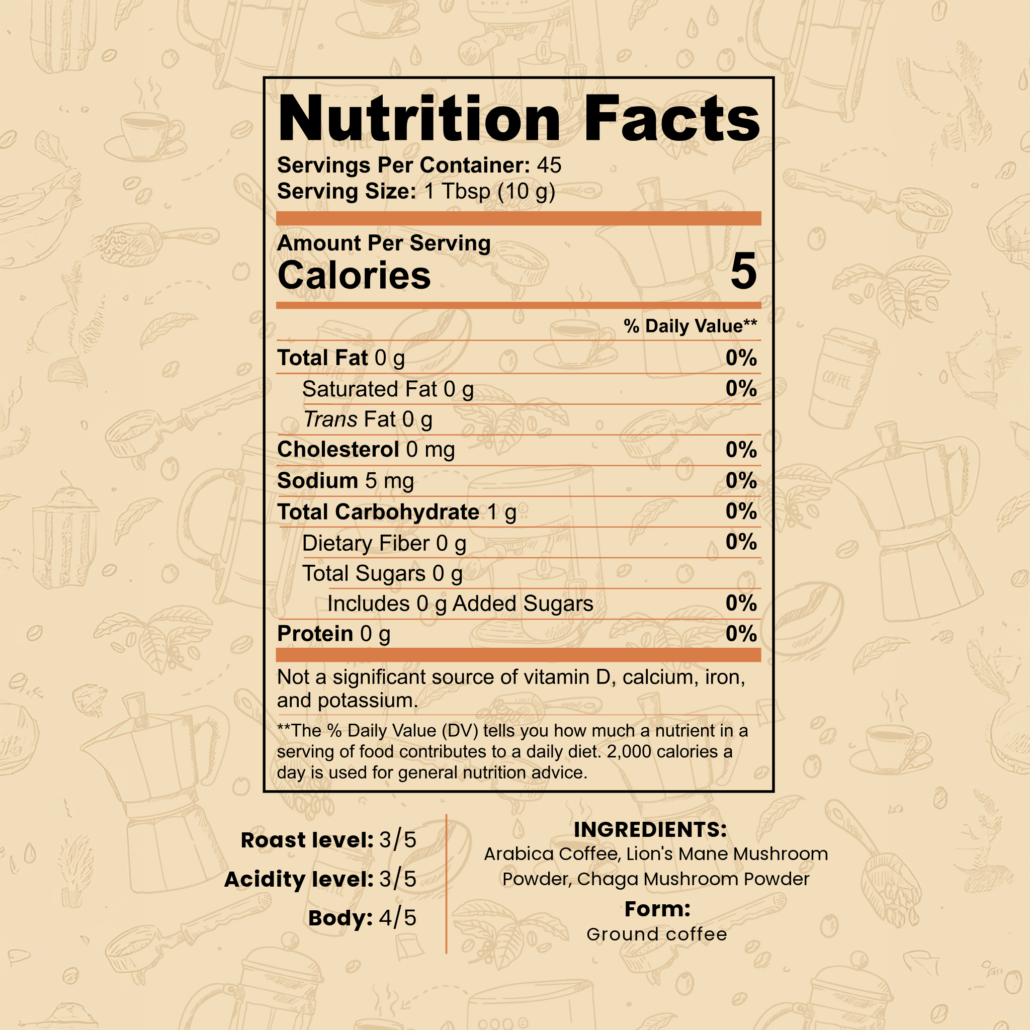 Mushroom Coffee - Lion’s Mane & Chaga - Dark Roast (16 oz)