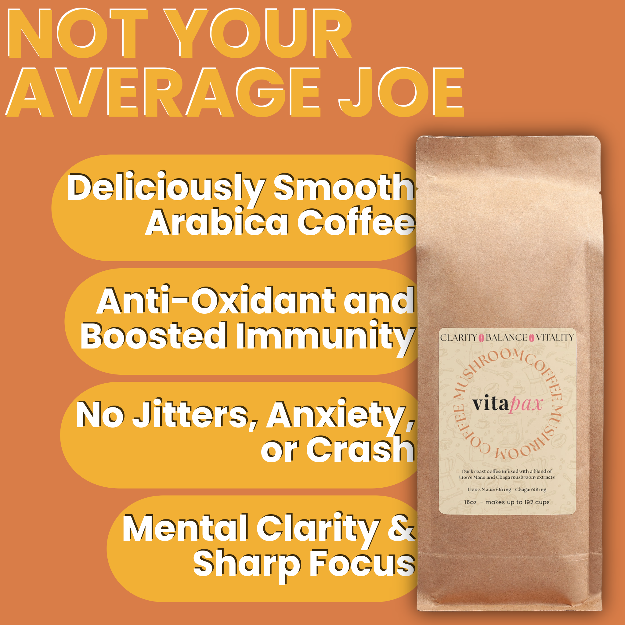 Mushroom Coffee - Lion’s Mane & Chaga - Dark Roast (16 oz)