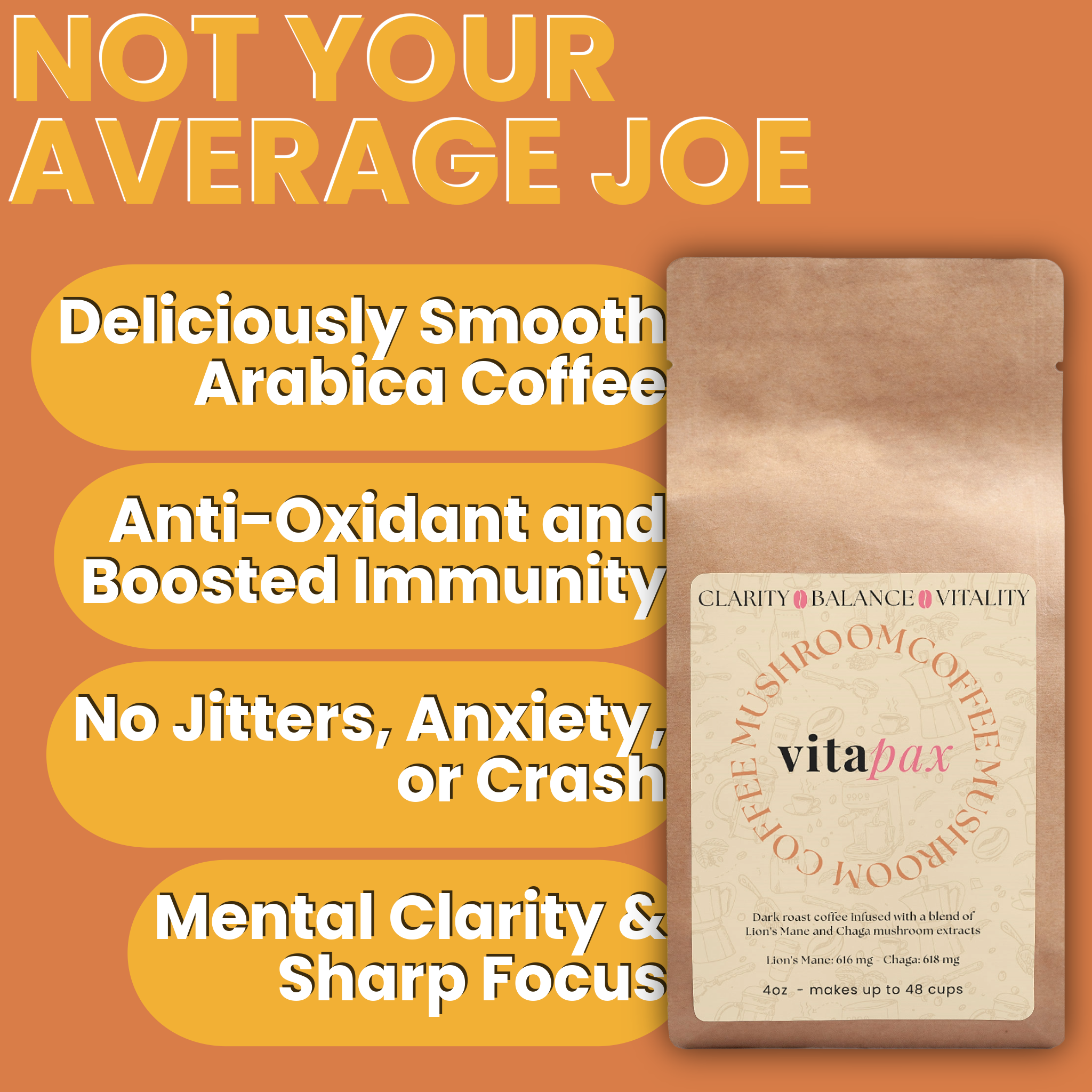 Mushroom Coffee - Lion’s Mane & Chaga - Dark Roast (4oz)